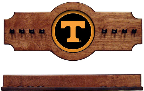 NCAA Tennesse Volunteers 2 pc Hanging Wall Pool Cue Stick Holder Rack - Pecan