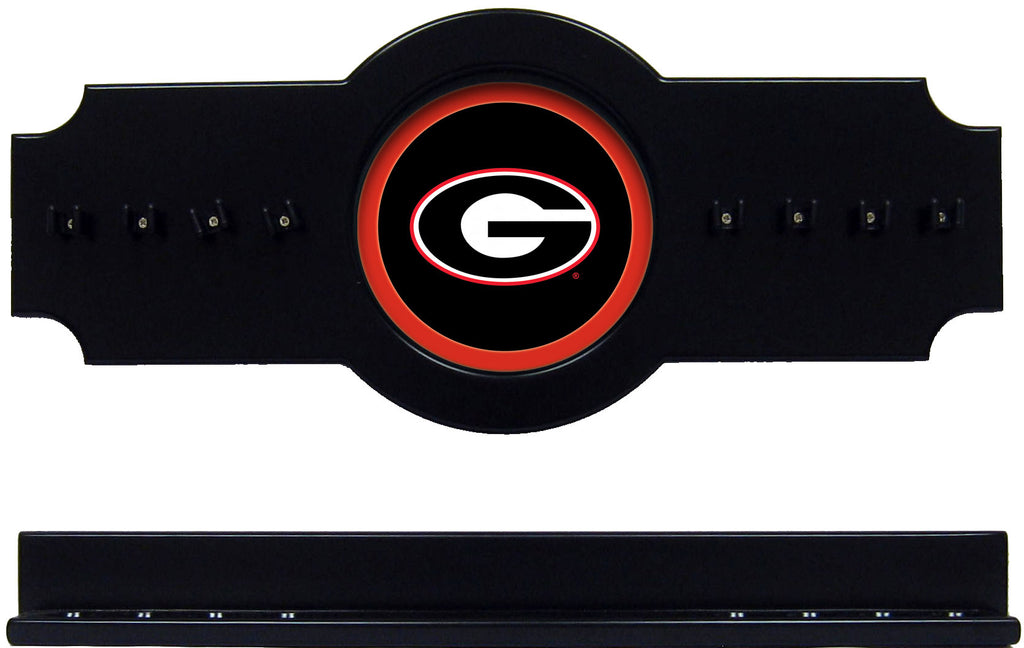 NCAA Georgia Bulldogs 2 pc Hanging Wall Pool Cue Stick Holder Rack - Black