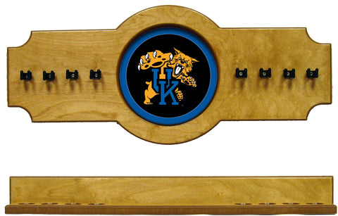 NCAA Kentucky Wildcats 2 pc Hanging Wall Pool Cue Stick Holder Rack - Oak