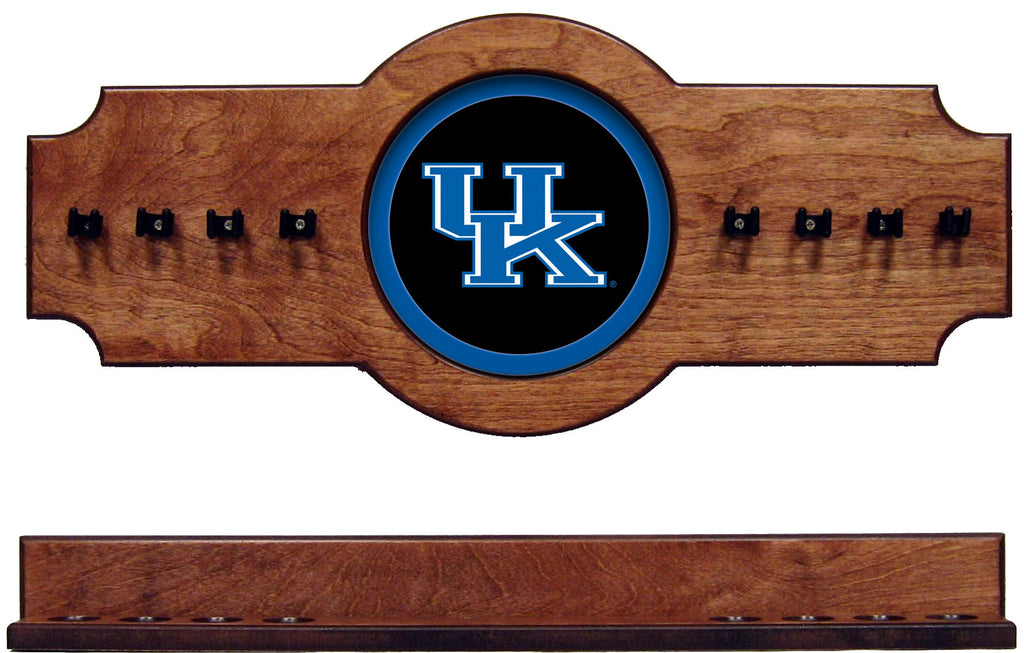 NCAA Kentucky Wildcats 2 pc Hanging Wall Pool Cue Stick Holder Rack - Pecan