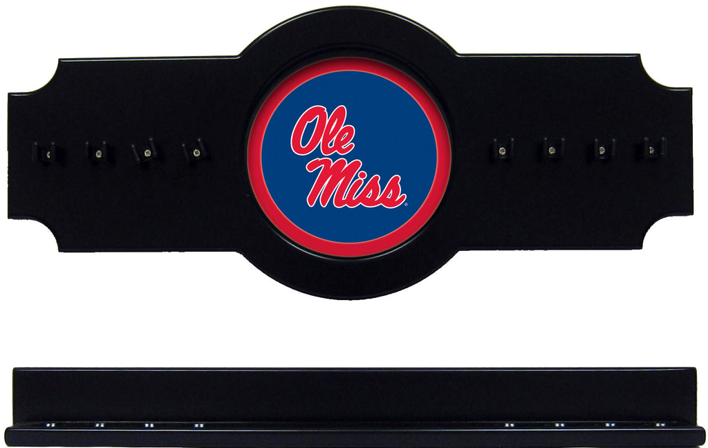 NCAA Ole Miss Rebels 2 pc Hanging Wall Pool Cue Stick Holder Rack - Black