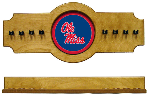 NCAA Ole Miss Rebels 2 pc Hanging Wall Pool Cue Stick Holder Rack - Oak