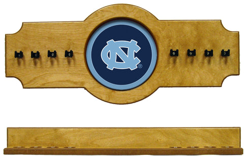 NCAA North Carolina Tar Heels 2 pc Hanging Wall Pool Cue Stick Holder Rack - Oak