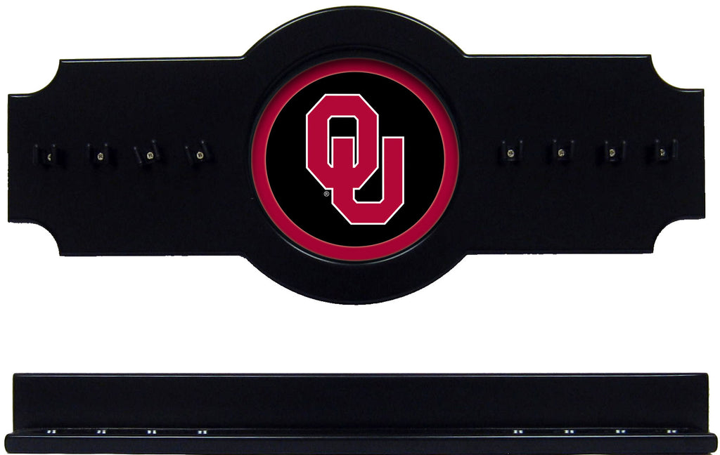 NCAA Oklahoma Sooners 2 pc Hanging Wall Pool Cue Stick Holder Rack - Black