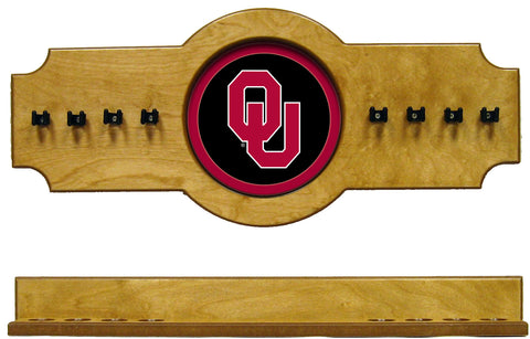 NCAA Oklahoma Sooners 2 pc Hanging Wall Pool Cue Stick Holder Rack - Oak