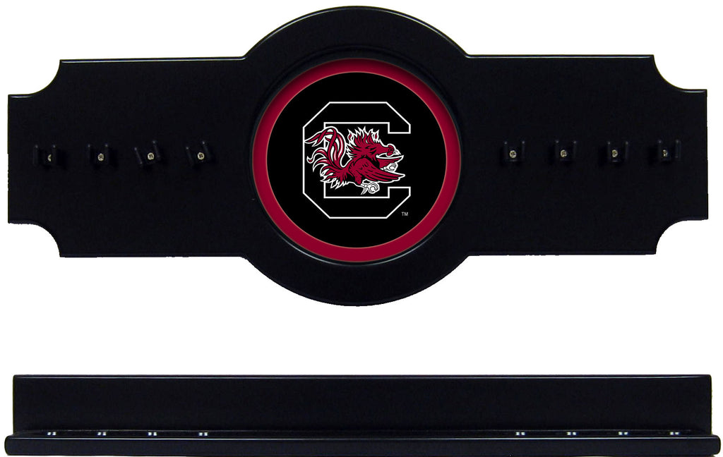 NCAA South Carolina Gamecocks 2 pc Hanging Wall Pool Cue Stick Holder Rack Black