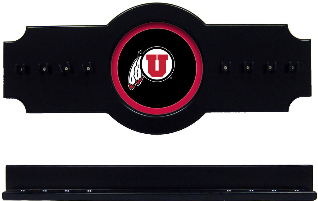 NCAA Utah 2 pc Hanging Wall Pool Cue Stick Holder Rack - Black