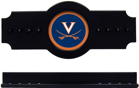 NCAA Virginia Cavaliers 2 pc Hanging Wall Pool Cue Stick Holder Rack - Black