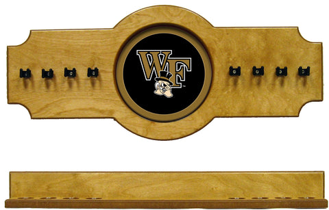 NCAA Wake Forest Demon Deacons 2 pc Hanging Wall Pool Cue Holder Rack - Oak