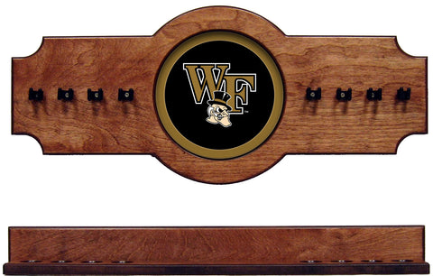 NCAA Wake Forest Demon Deacons 2 pc Hanging Wall Pool Cue Holder Rack - Pecan