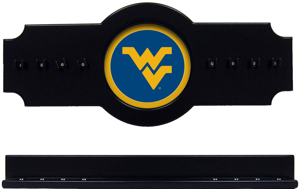 West Virginia Mountaineers 2 pc Hanging Wall Pool Cue Stick Holder Rack - Black